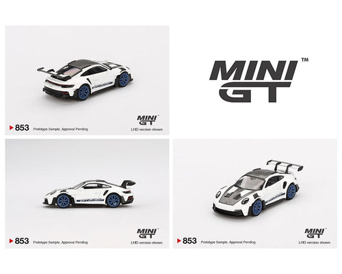 *PREORDER* MINIGT 1:64 Porsche 911 (992) GT3 RS Weissach Package in White with Indigo Blue