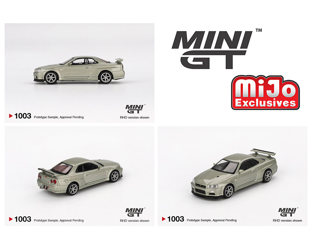 MINI GT 1:64 Nissan Skyline GT-R (R34) V-Spec II N眉r in Millennium Jade