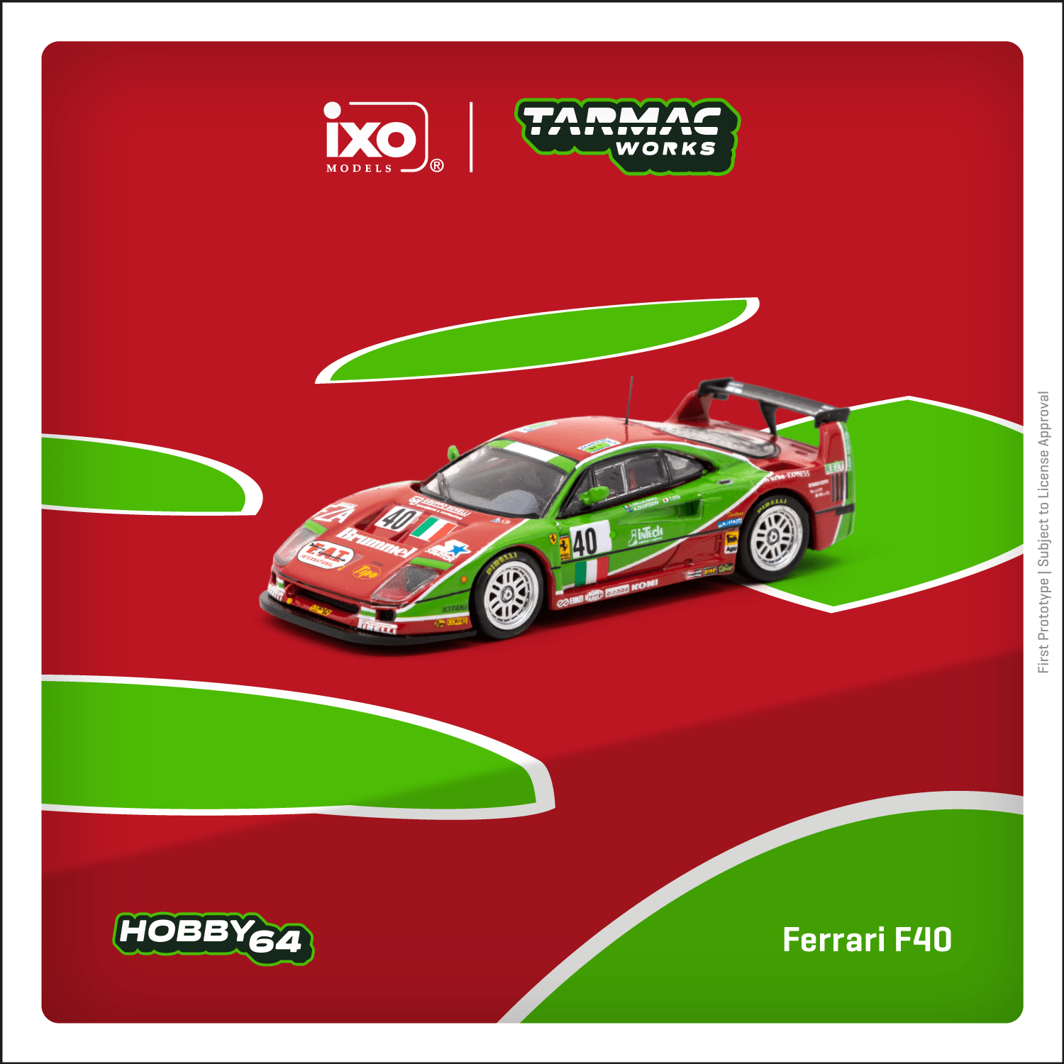 Tarmac Works 1:64 Ferrari F40 LM, 24h of Le Mans 1995, A. Olofsson / L. Della Noce / T. Ota