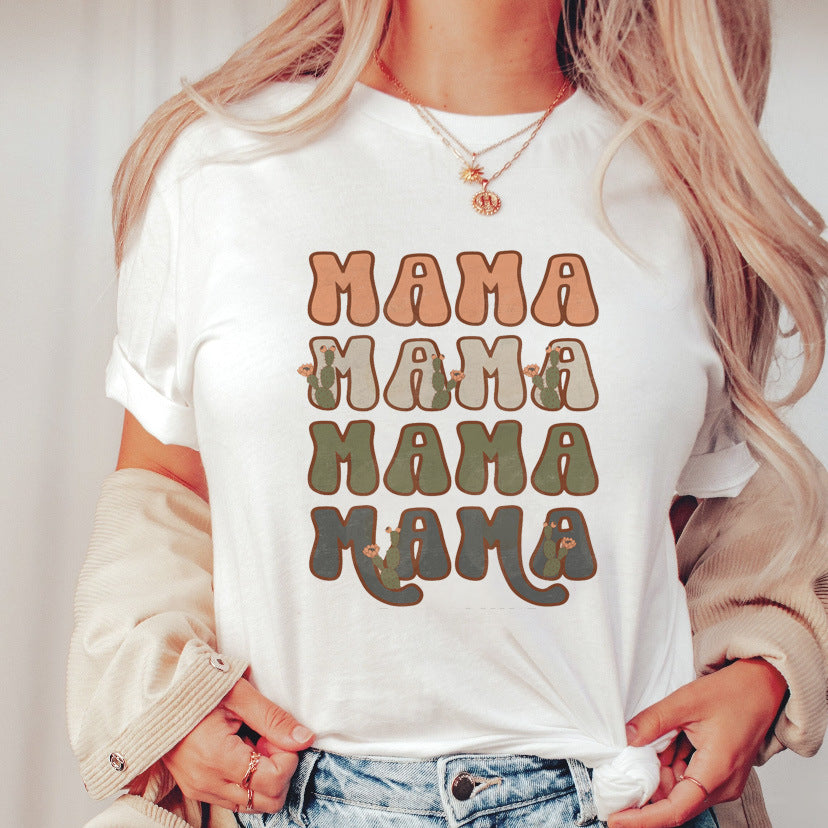 Printed Short Sleeve T-shirt Top For Women