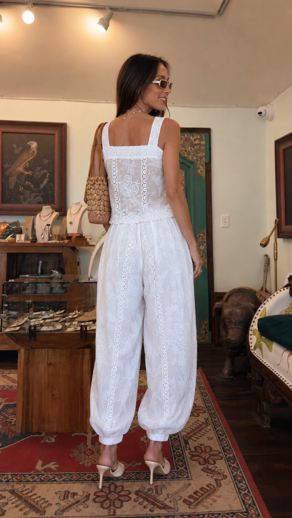 White Lace Jogger Set
