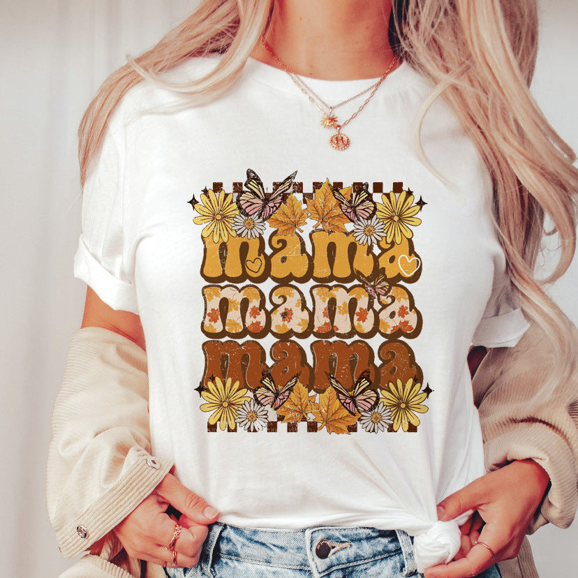 Printed Short Sleeve T-shirt Top For Women