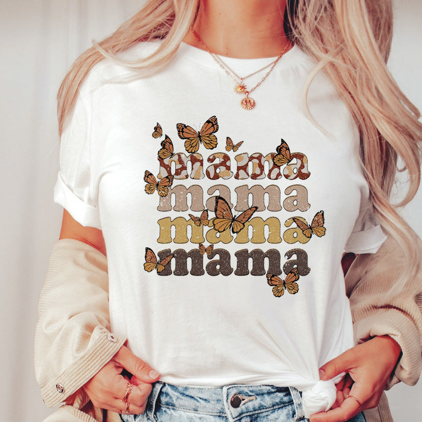 Printed Short Sleeve T-shirt Top For Women