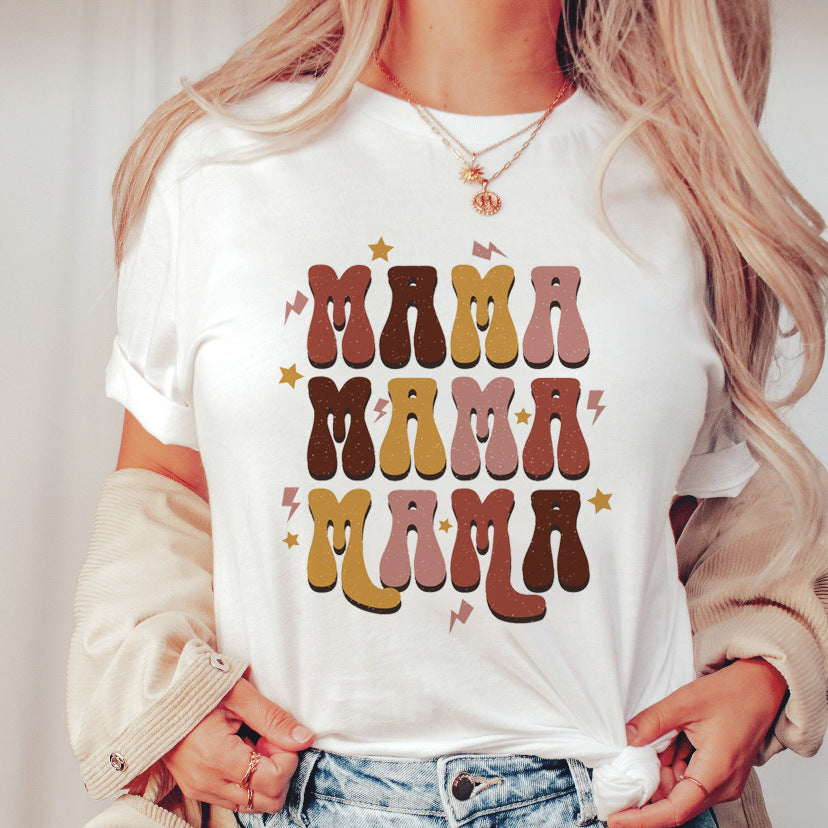 Printed Short Sleeve T-shirt Top For Women