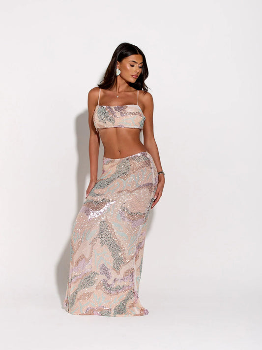 Sequin Ocean Glow Two-Piece Maxi Set