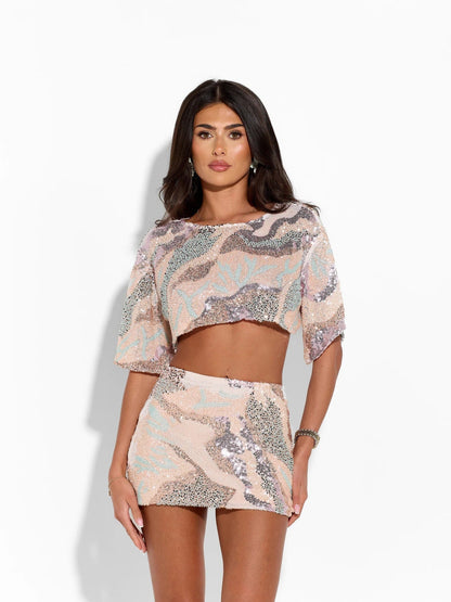 Sequin Sunset Two-Piece Mini Set