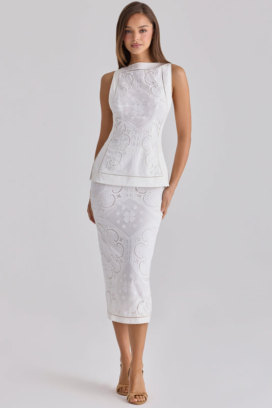 Cecilia Luxe Lace Peplum Midi Set