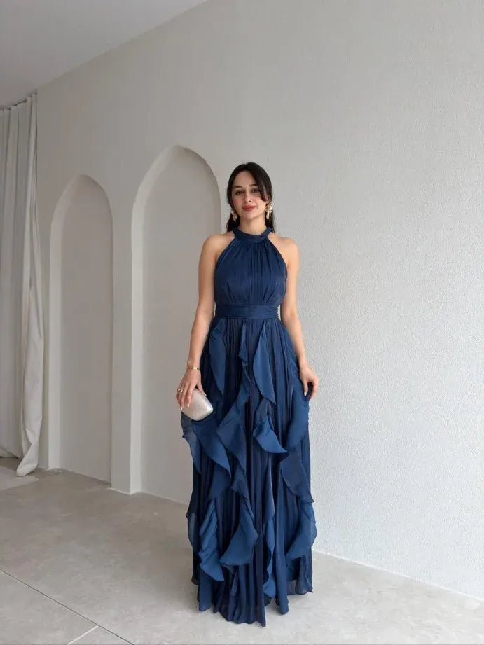 Ruffle Halter Maxi Dress