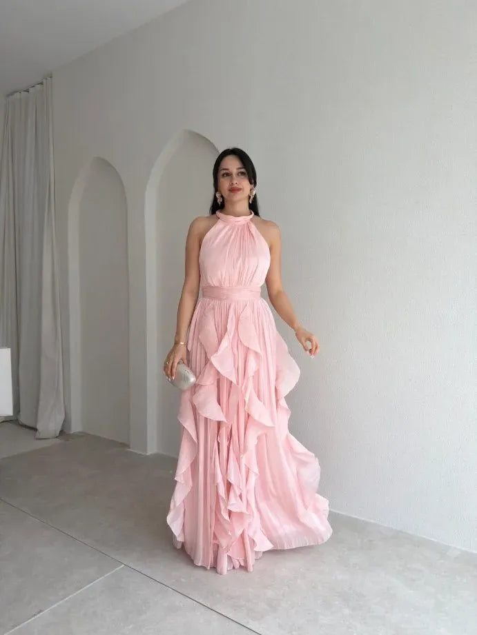 Ruffle Halter Maxi Dress