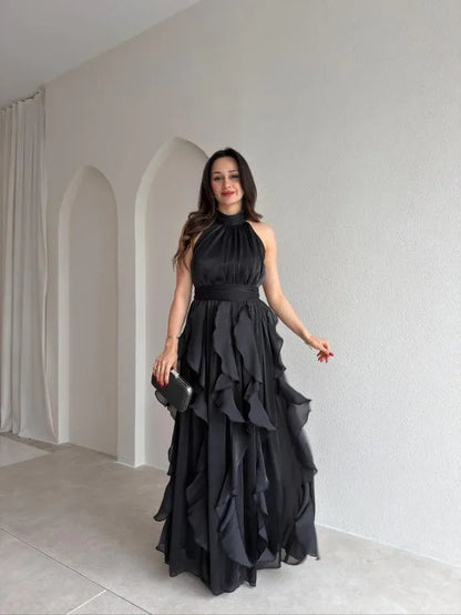 Ruffle Halter Maxi Dress