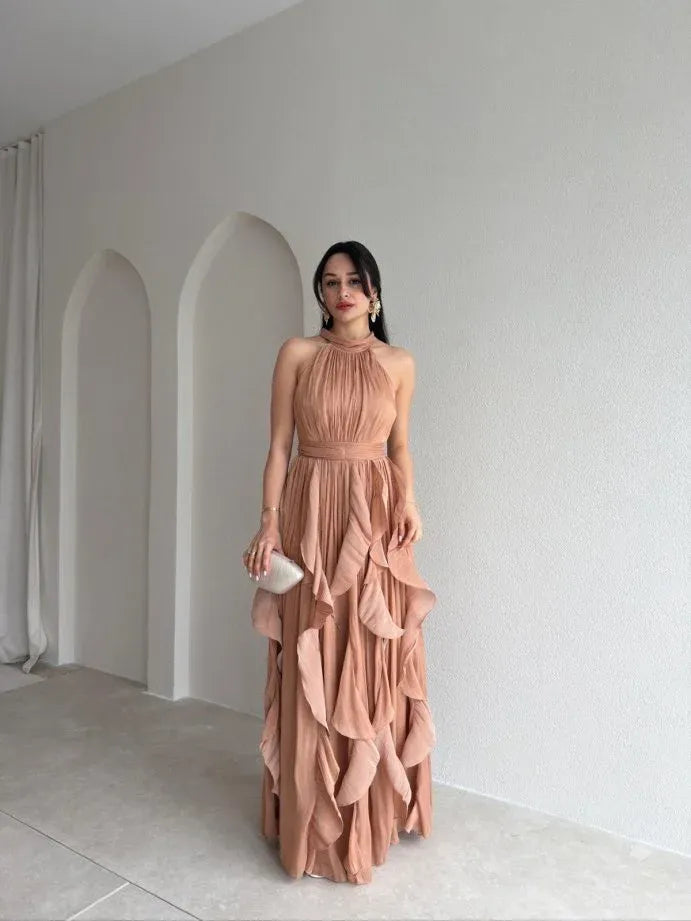 Ruffle Halter Maxi Dress