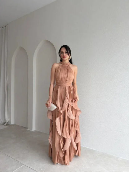 Ruffle Halter Maxi Dress
