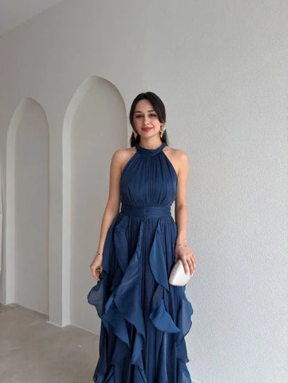 Ruffle Halter Maxi Dress