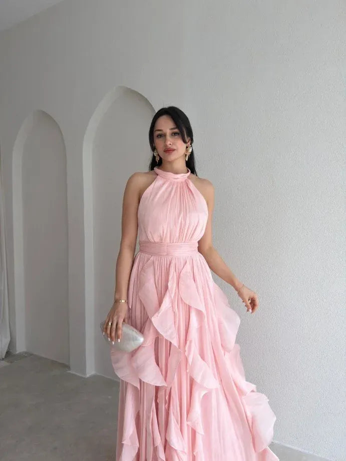 Ruffle Halter Maxi Dress