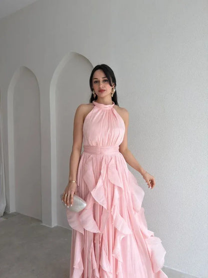 Ruffle Halter Maxi Dress
