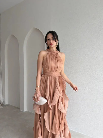Ruffle Halter Maxi Dress