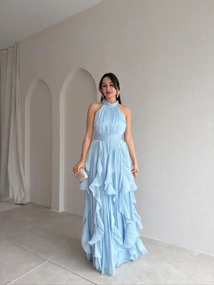 Ruffle Halter Maxi Dress