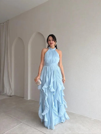 Ruffle Halter Maxi Dress