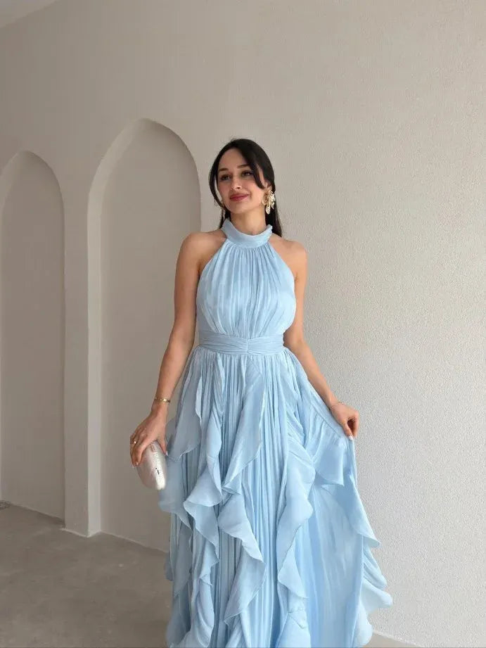 Ruffle Halter Maxi Dress