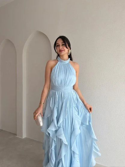 Ruffle Halter Maxi Dress