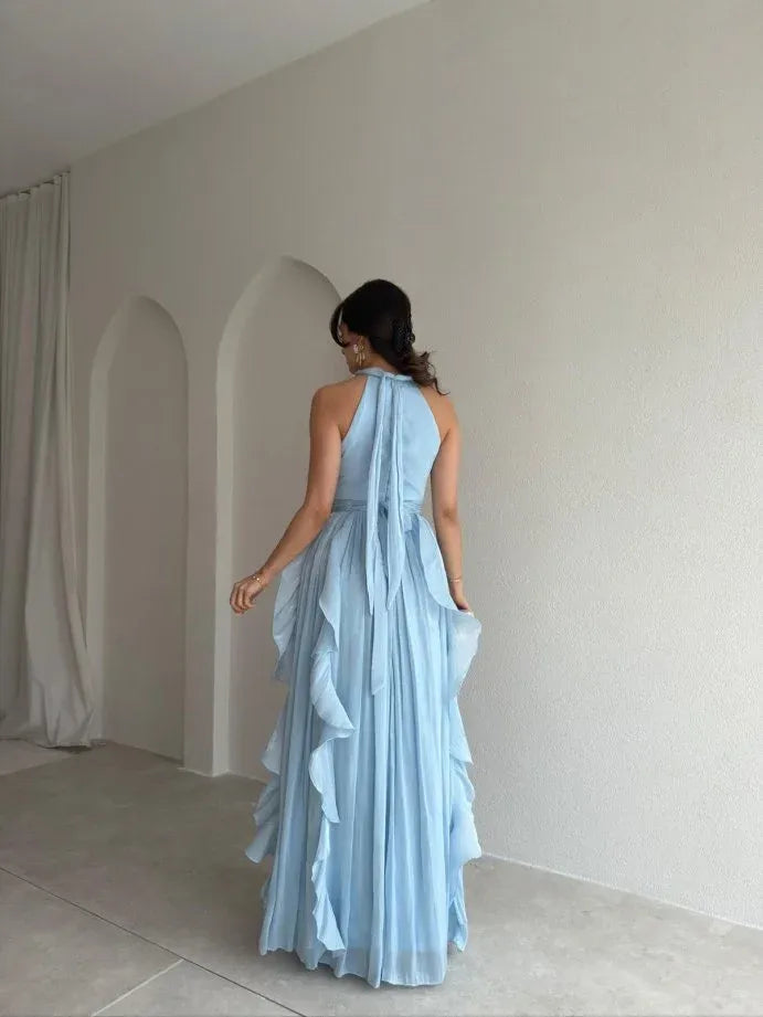 Ruffle Halter Maxi Dress