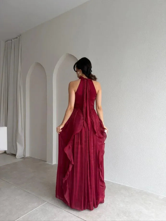 Ruffle Halter Maxi Dress