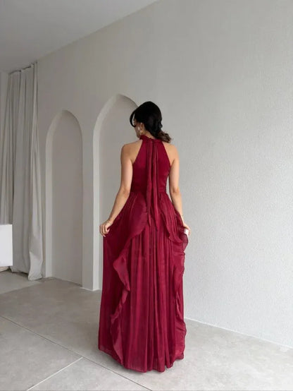 Ruffle Halter Maxi Dress