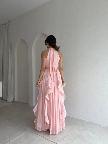 Ruffle Halter Maxi Dress