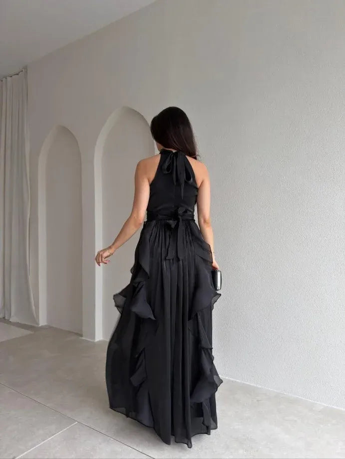 Ruffle Halter Maxi Dress