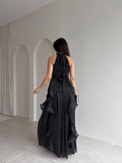 Ruffle Halter Maxi Dress