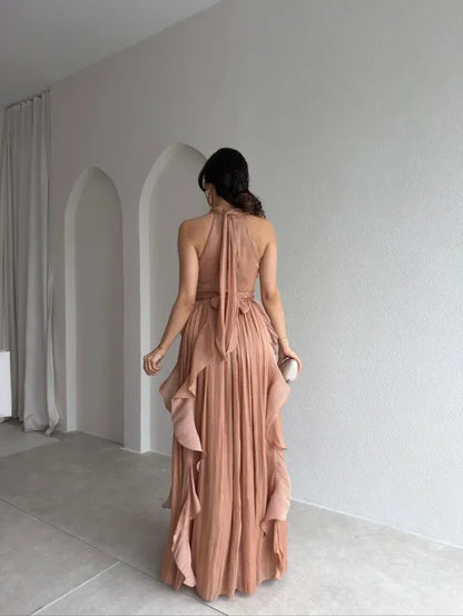 Ruffle Halter Maxi Dress